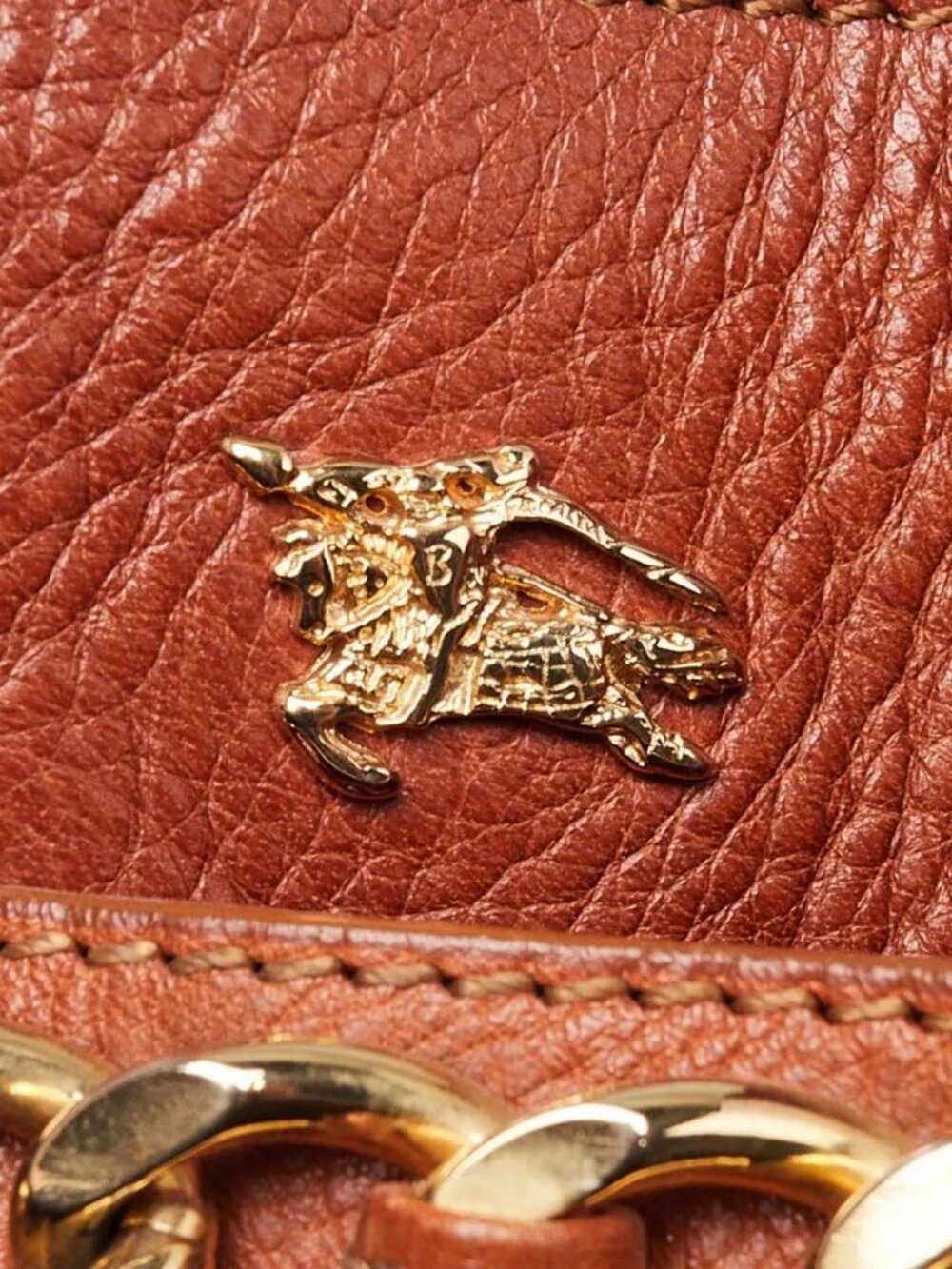 Burberry Brown Pebbled Leather Margaret Shoulder Bag - Picture 7 of 12